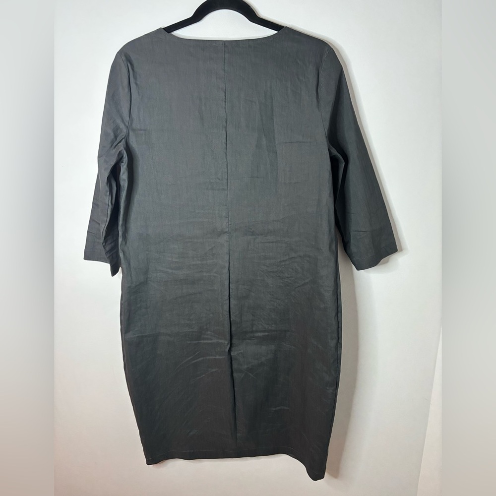 Sarah Pacini Dark Gray Linen Blend Dress - Picture 6 of 6